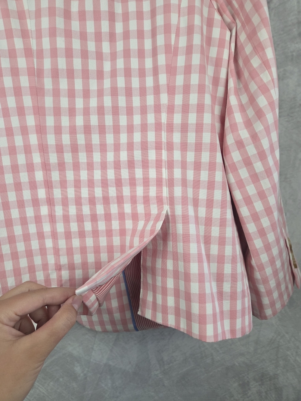 Talbots Petite Pink & White Gingham Blazer Jacket 10P Preppy Coastal - Picture 4 of 10